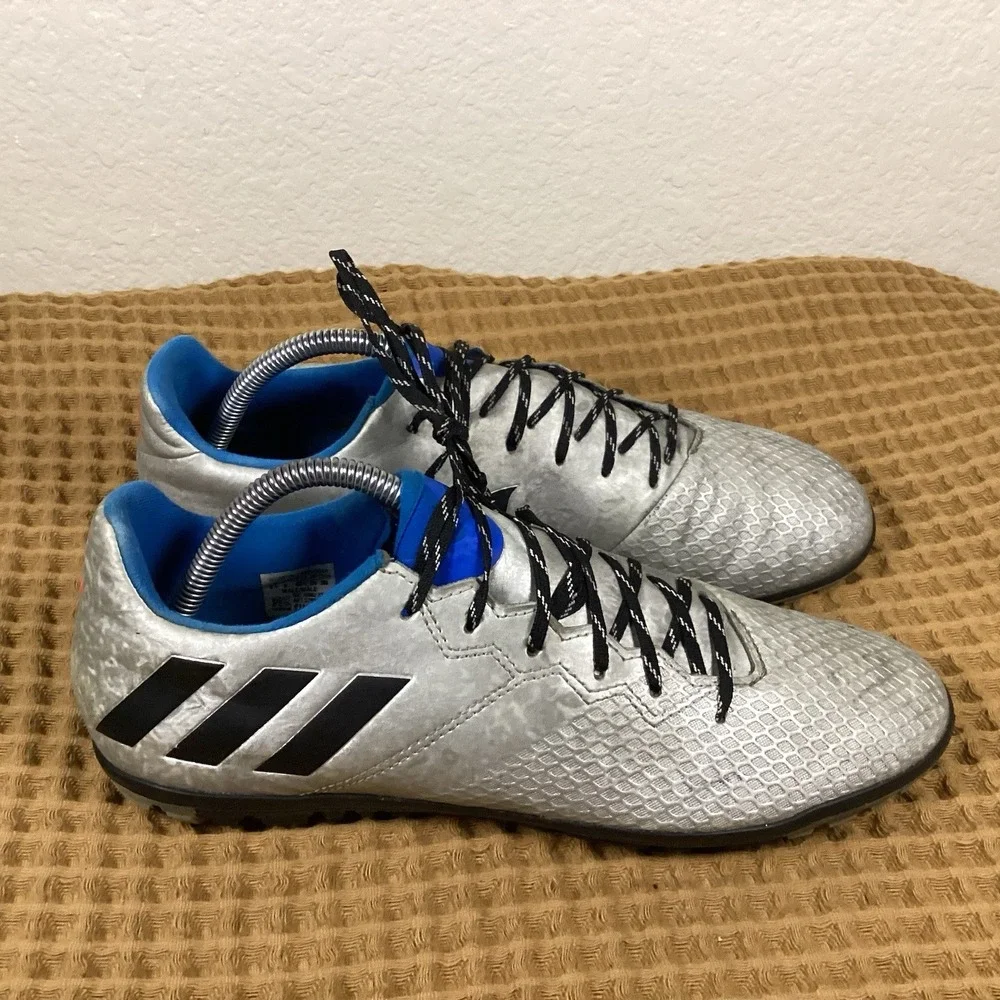 Adidas Messi 16.3 Firm Ground Mens 9.5 Football Cleats Adult Blue Matte Silver